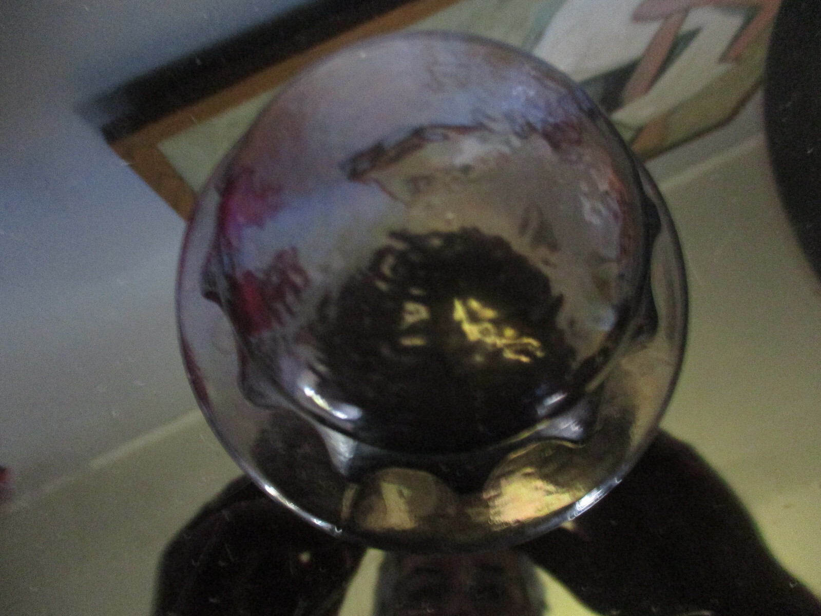 RARE Antique Apothecary General Store Glass Counter Display Candy Jar Black Lid!