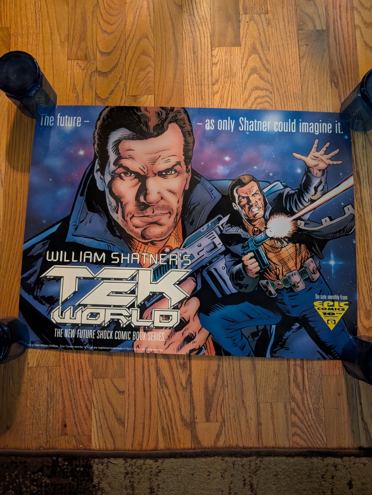 Vintage William Shatner’s Tek World Plastic 2 Sided Poster Store Display Comics
