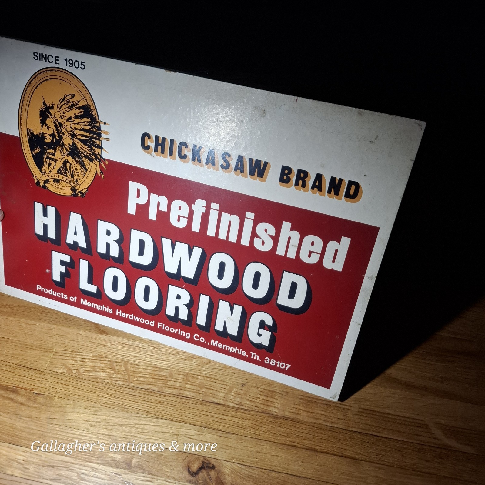 Rare vintage Chickasaw Hardwood Flooring Sign Memphis Tennessee Store display