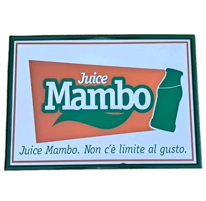 ADVERTISING MIRROR SIGN/FRAME-JUICE MAMBO JUICES-MIRROR-90′-VINTAGE