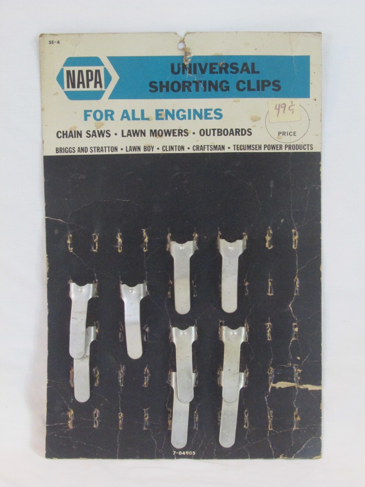 Vintage NAPA Cardboard In Store Hanging Display Shorting Clips Mowers Saws Motor