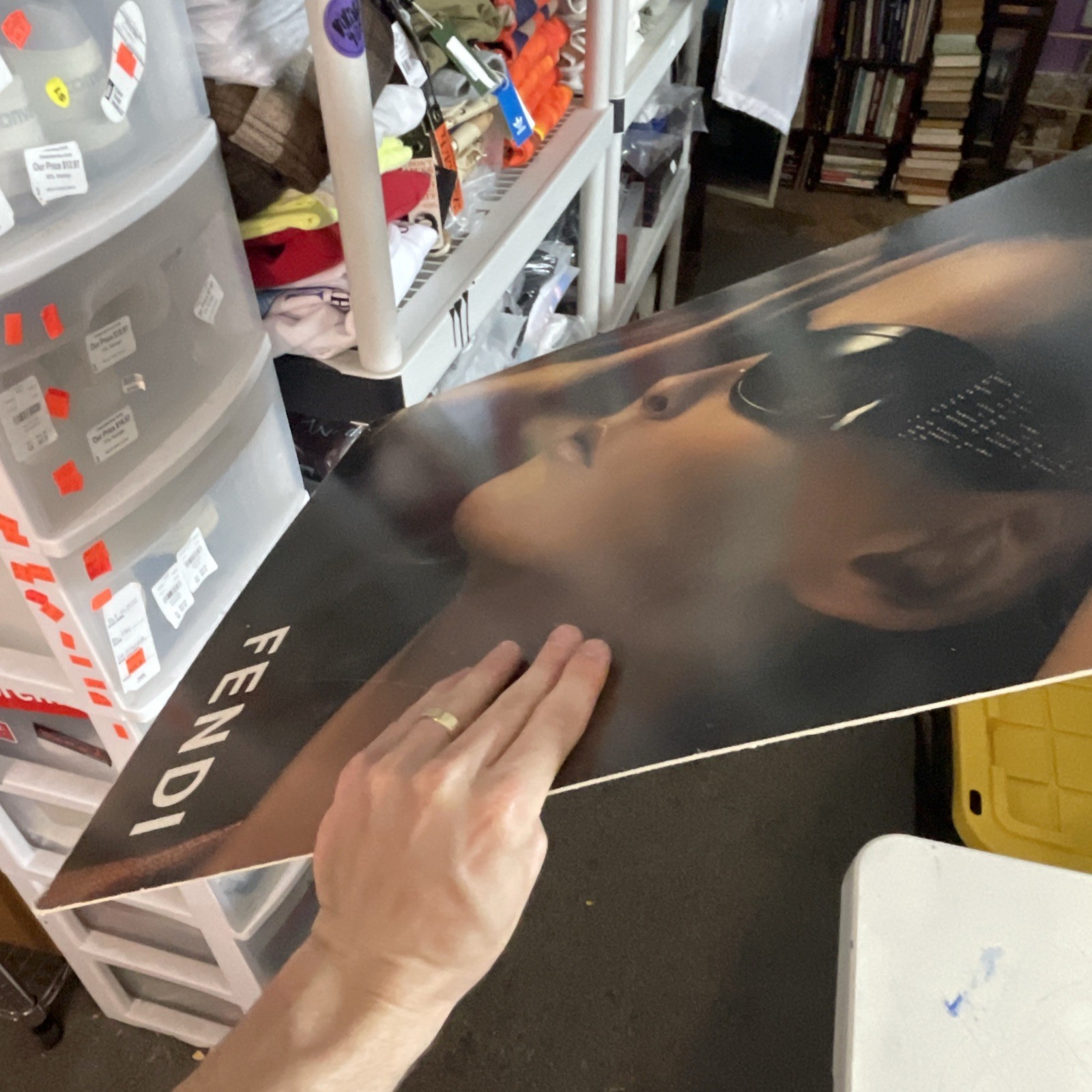 Vintage Double Sided Fendi Sunglasses Store Advertisement Poster – Thick Hanging