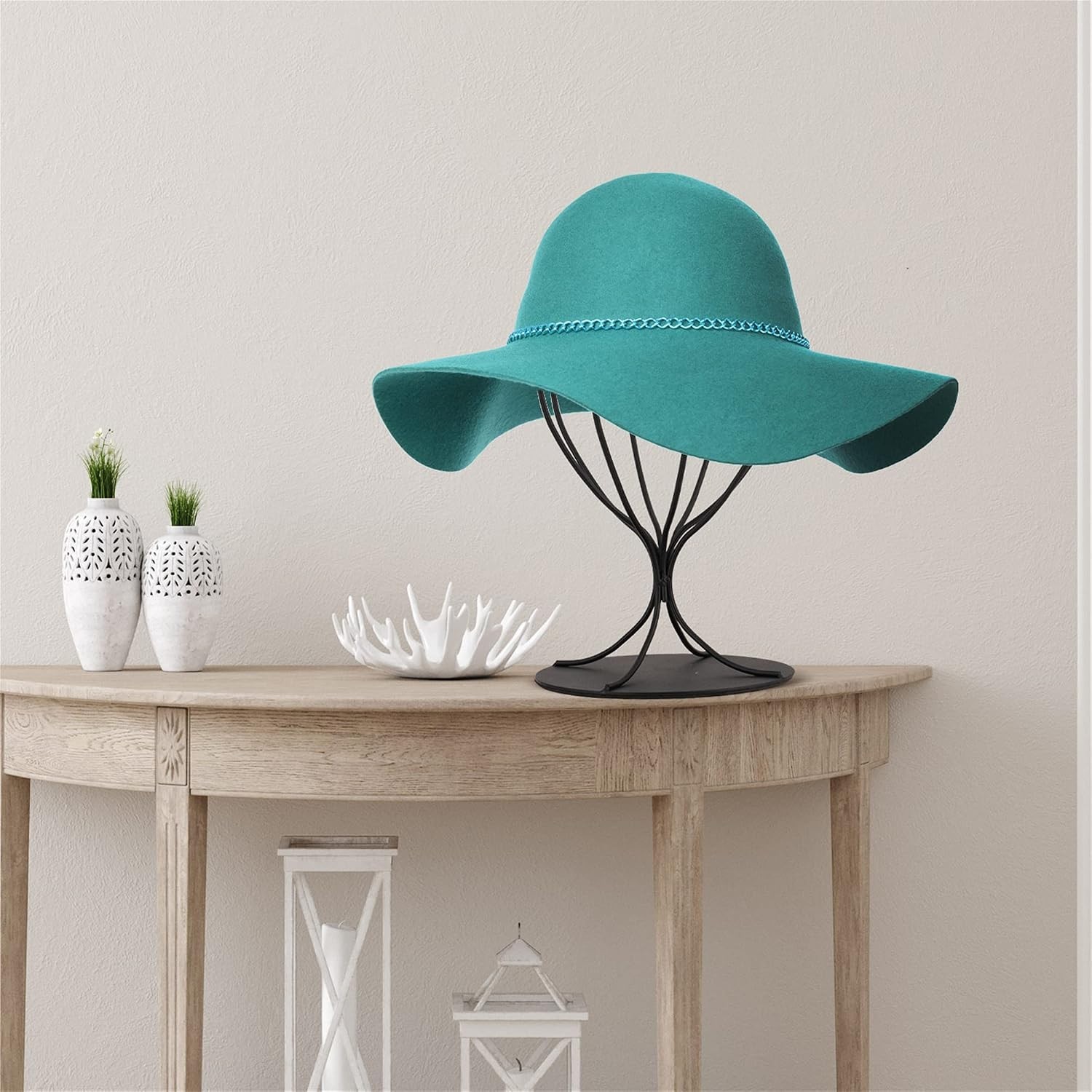 Hat Display Stand Set 2 Metal Black Sturdy Modern Wig Fedora Hat Organizer