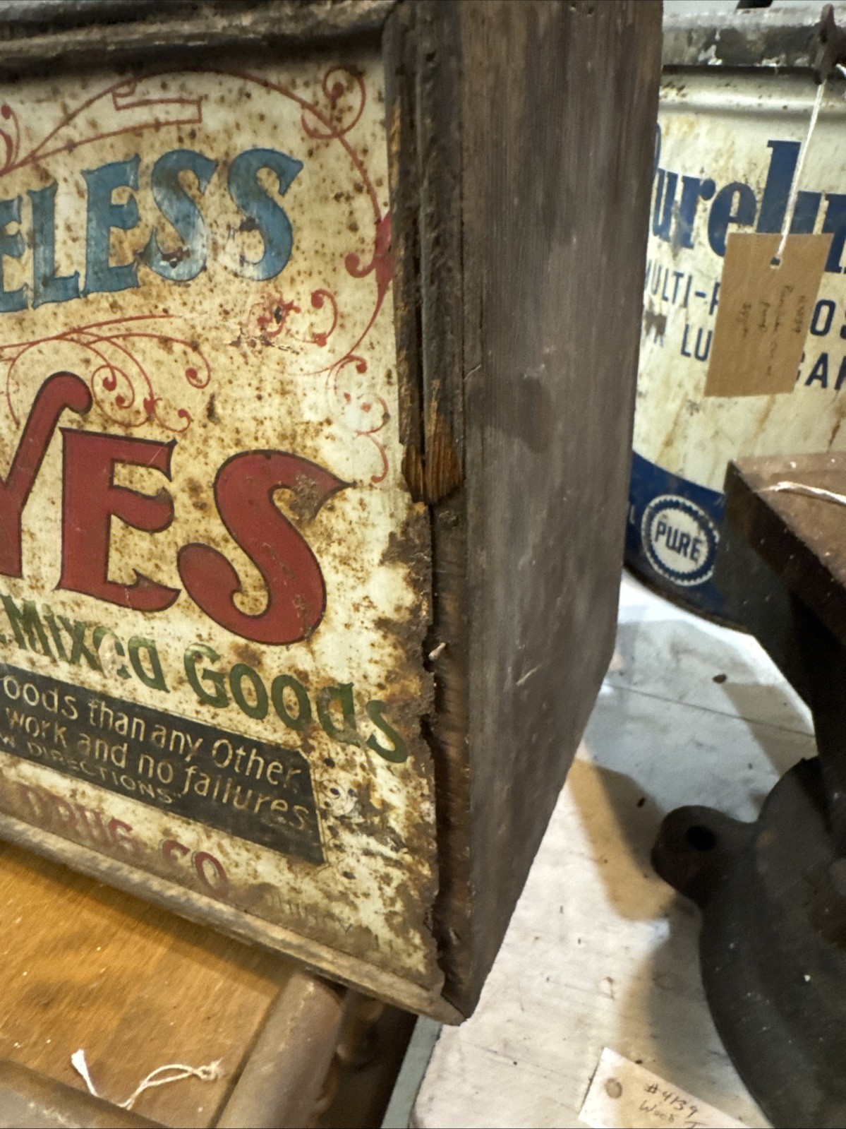 ANTIQUE 1920s PUTNAM FADELESS DYES WOOD ADVERTISING CABINET STORE DISPLAY