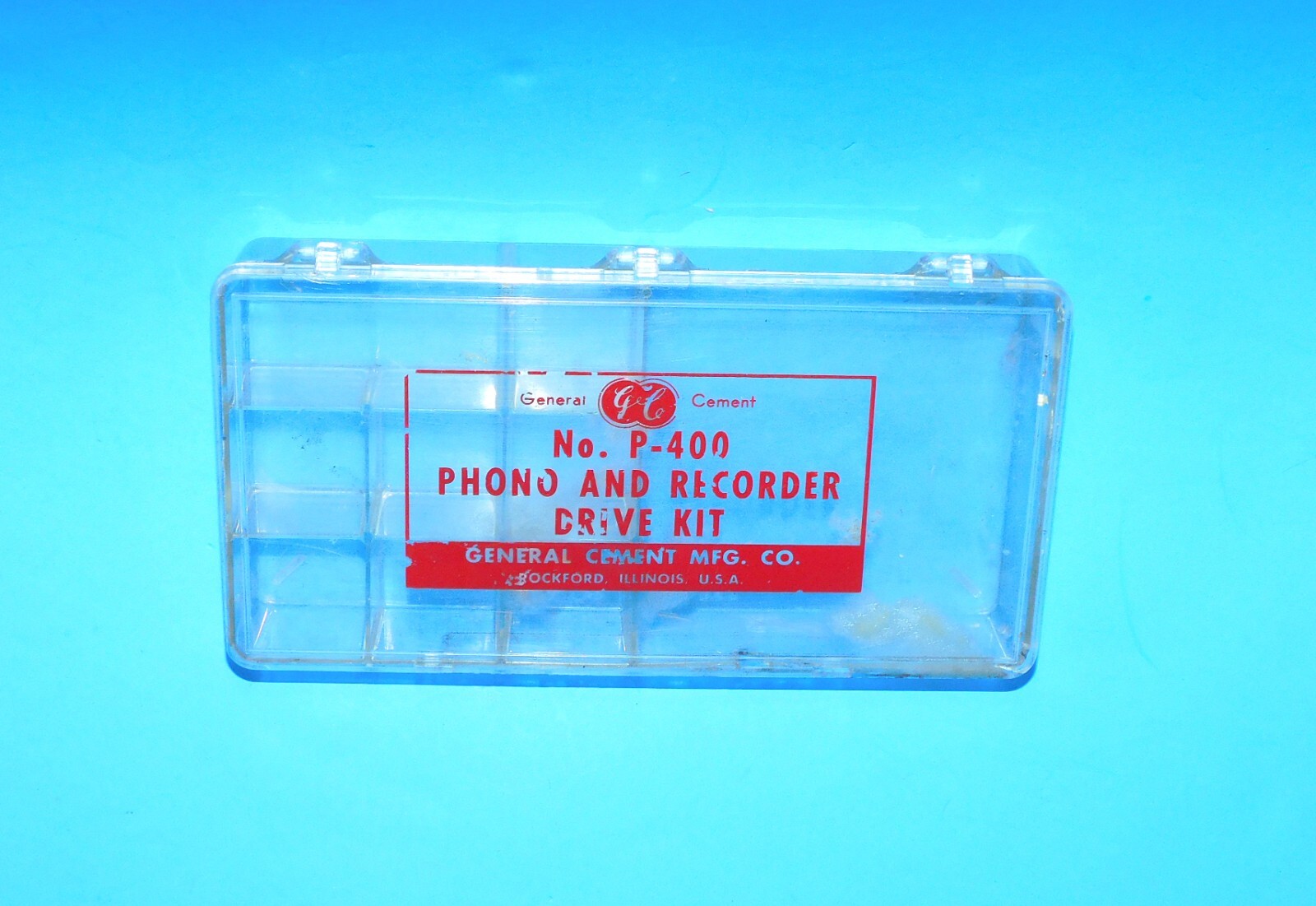 NO. P-400 PHONO AND RECORDER DRIVE KIT GENERAL CEMENT CLEAR PLASTIC BOX
