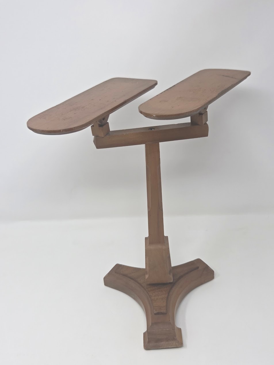 Vintage Wooden Shoe Display Stand Dual Platform Pedestal Countertop Rack