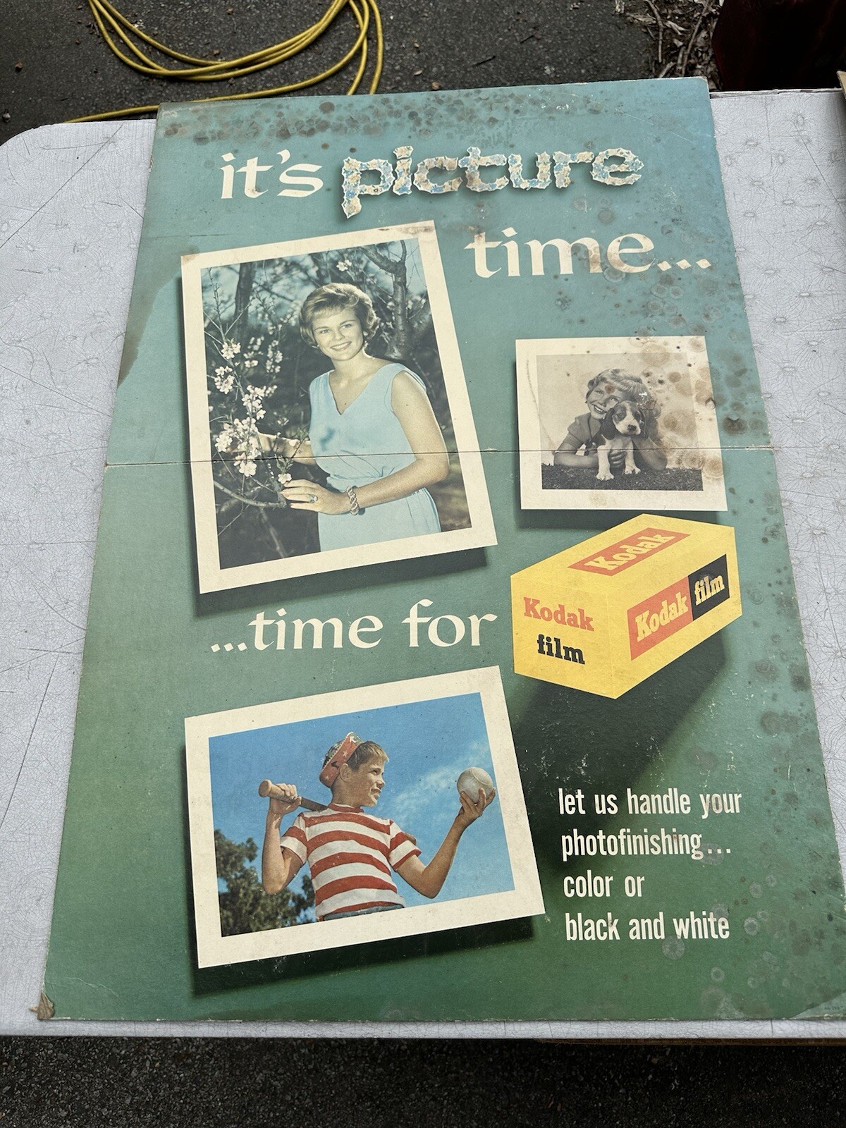 Vintage Kodak Film Counter Easel Display Sign It’s Picture Time For Kodak