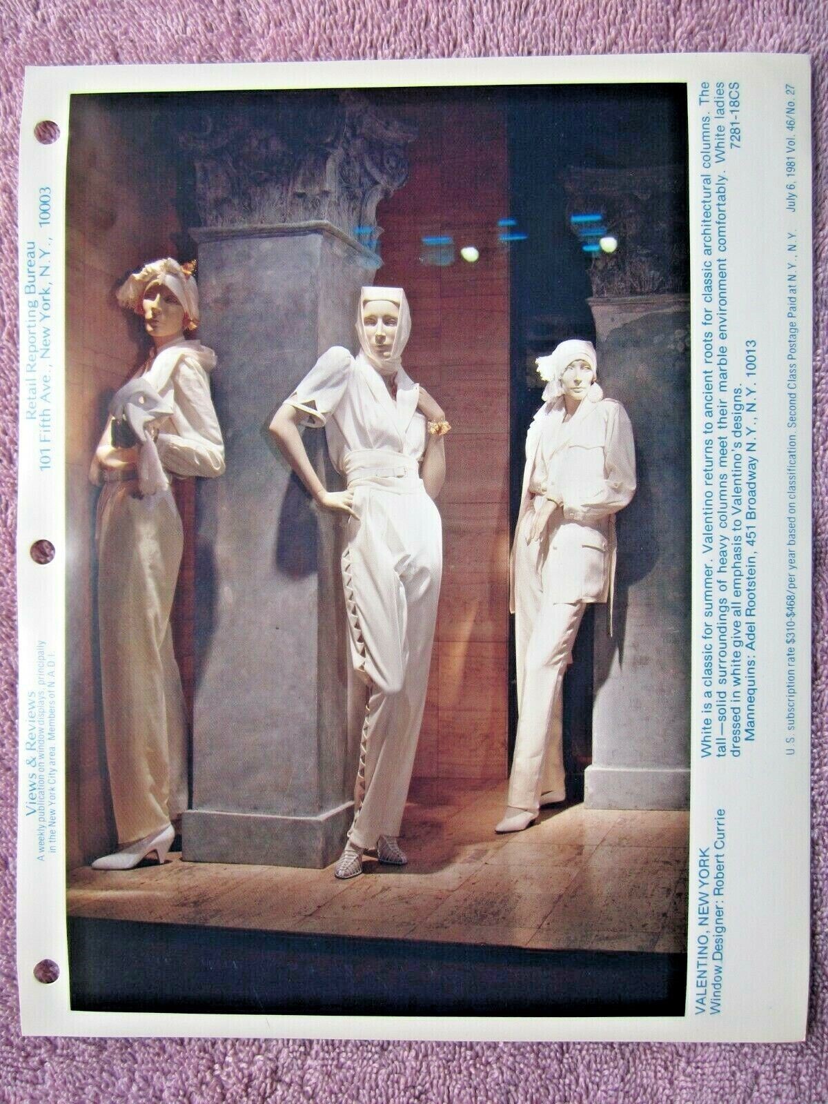 1981 VALENTINO NY STORE WINDOW DISPLAY WHITE LADIES PHOTOGRAPH PRINT #356
