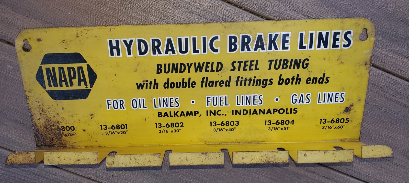 Vintage Early NAPA Hydraulic Brake Lines Store Display Rack Balkamp Inc Indiana