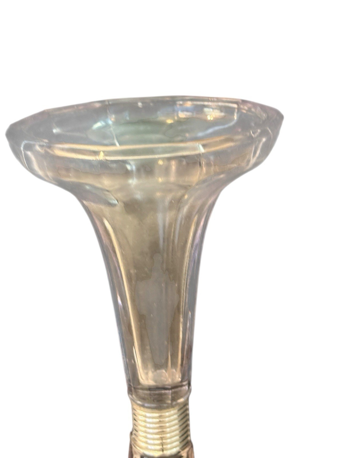 VTG Thick Clear Glass Pedestal Display Stand Riser Art Deco Vanity Shelf