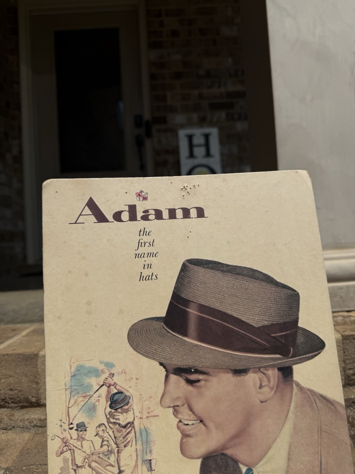 Vintage Adams Hats Advertising Easelback Clothing Advertising Sign General Store