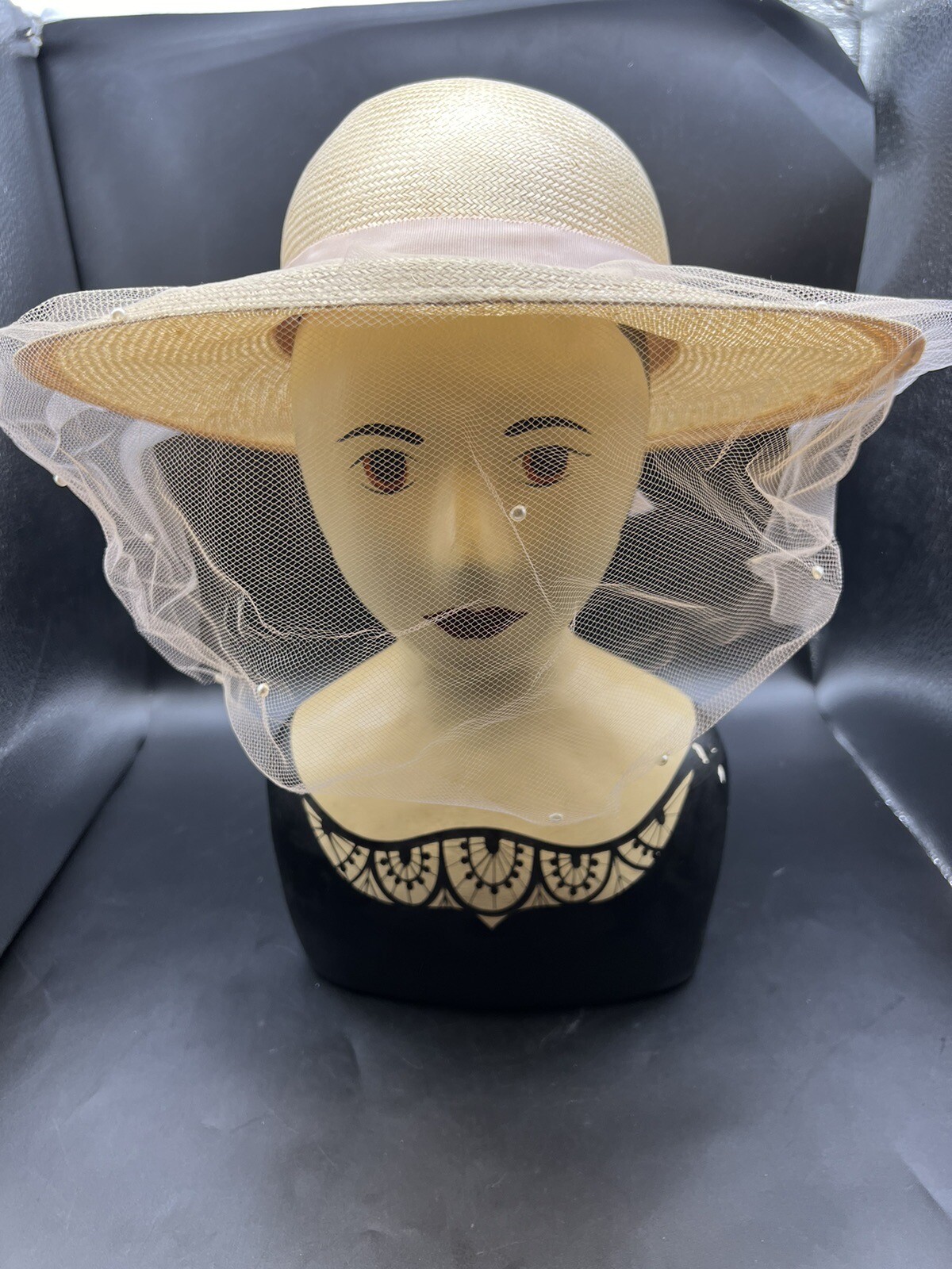 Vintage Hand Painted Millinery Style Plaster Head Bust 14″ Displays Hats