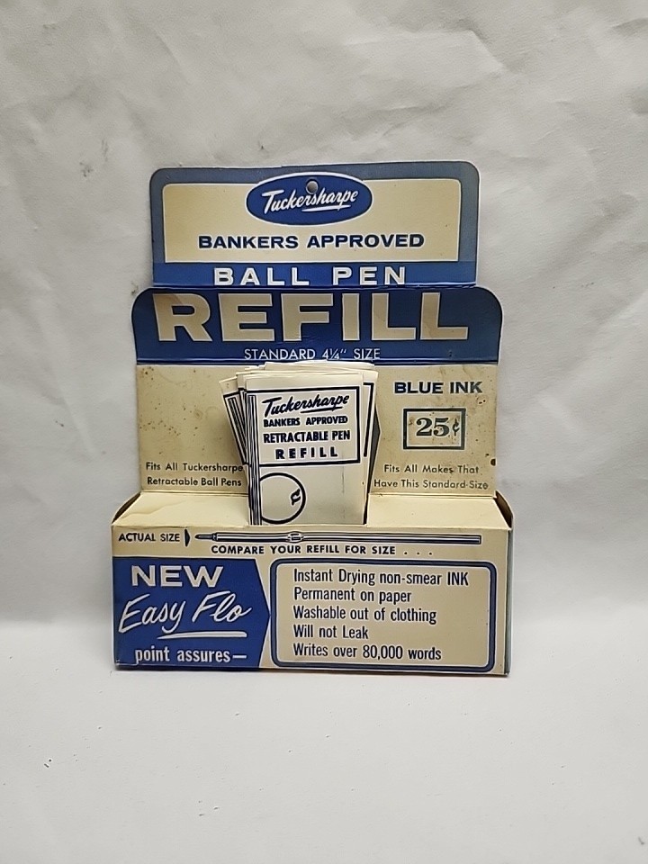 Vintage Store Display Tuckersharpe Ball Pen Refills with 1 dzn sealed refills