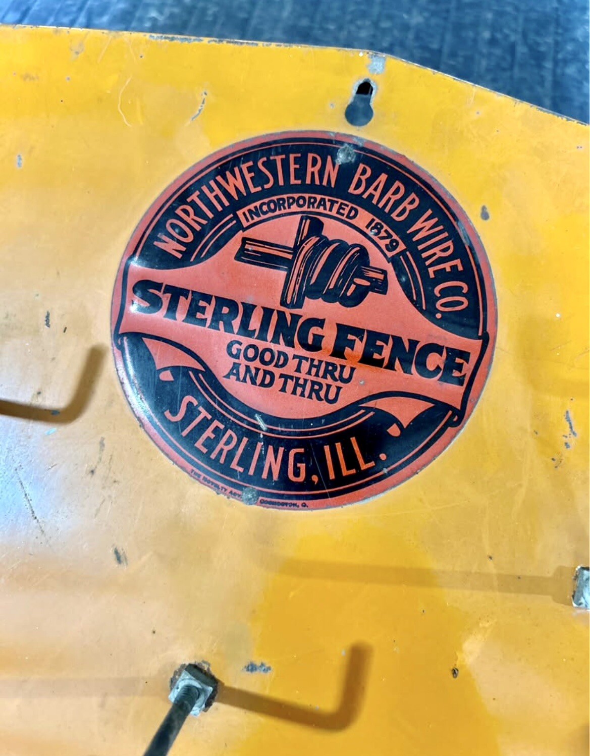 Vintage Northwestern Barb Wire Co Sterling Fence Metal Store Display Sterling IL