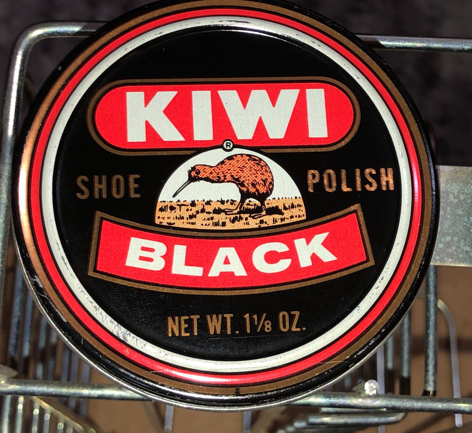 Kiwi Shoe Polish Tins Vintage Metal Store Counter-Top Stand 1940’s w Tin Old