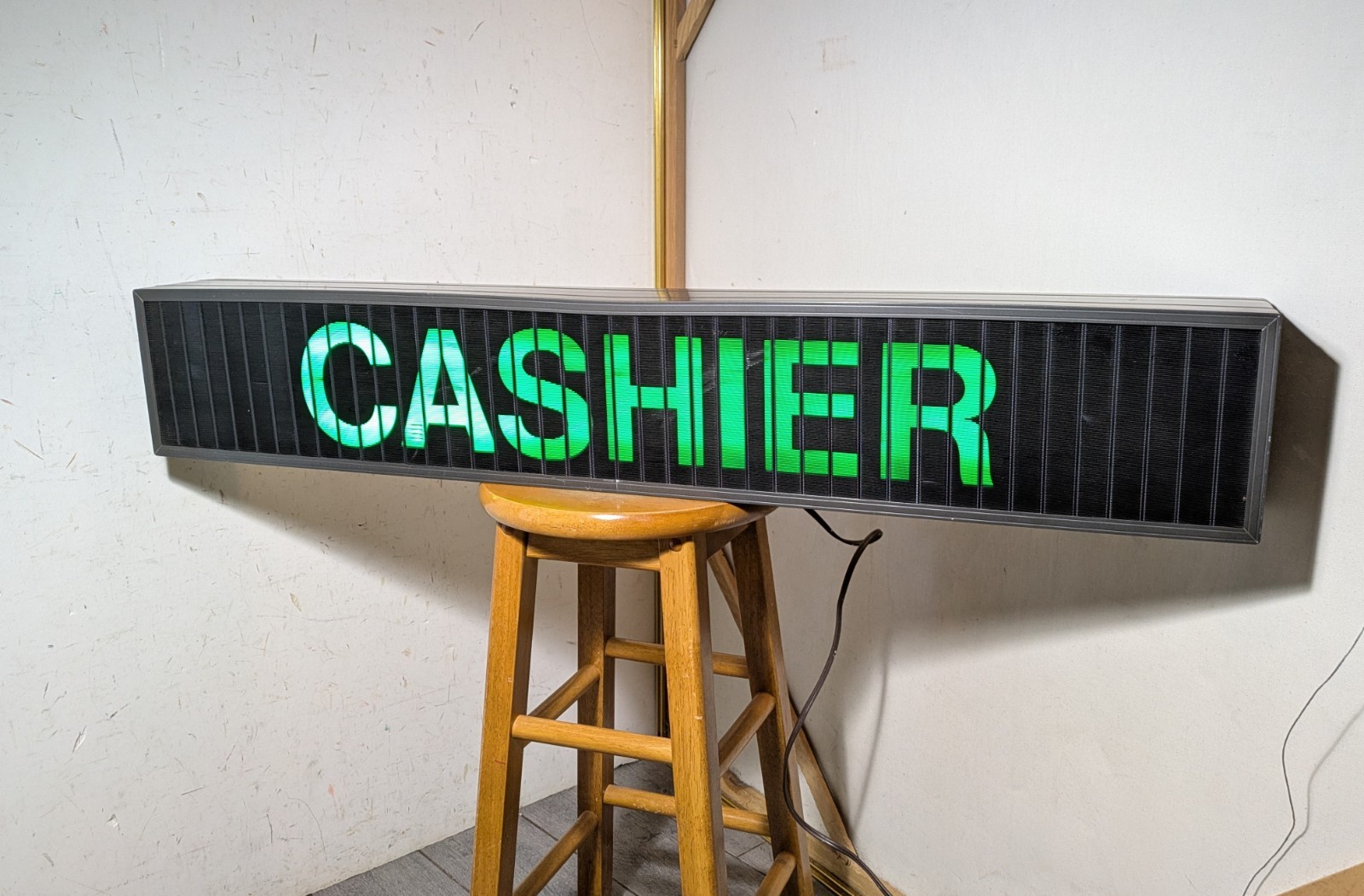 Vintage 90s ALKCO Green CASHIER Lighted Store Display Sign Electronic Retail