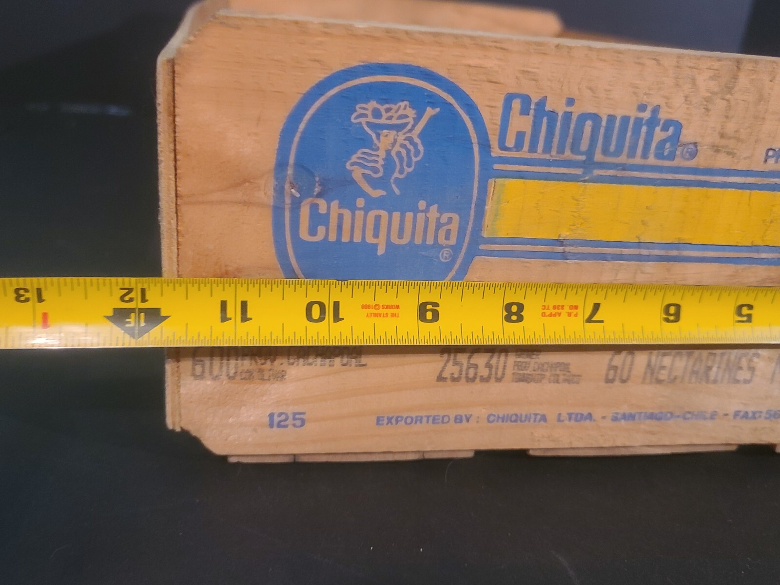 VINTAGE CHIQUITA Nectarine CRATE WOOD Wooden Box Santiago Chile