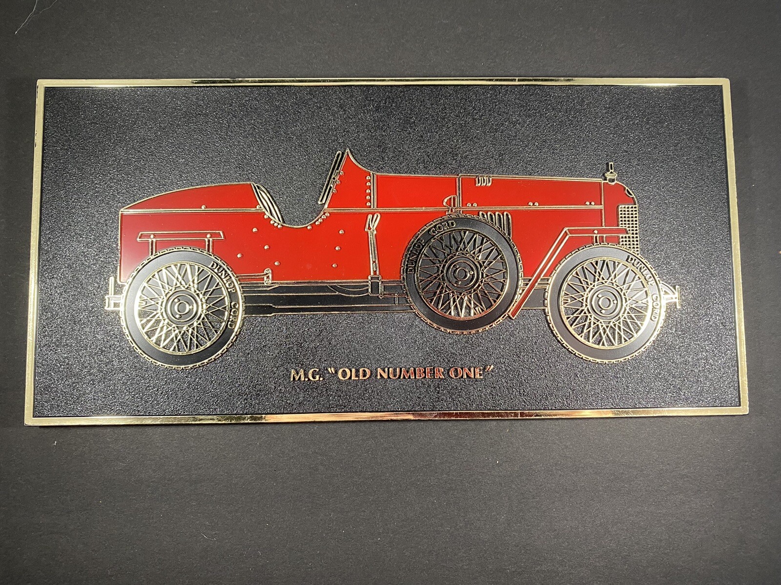 M.G. Old Number One Vintage Car Sign Dealership Show N Sell Plastic MCM Decor