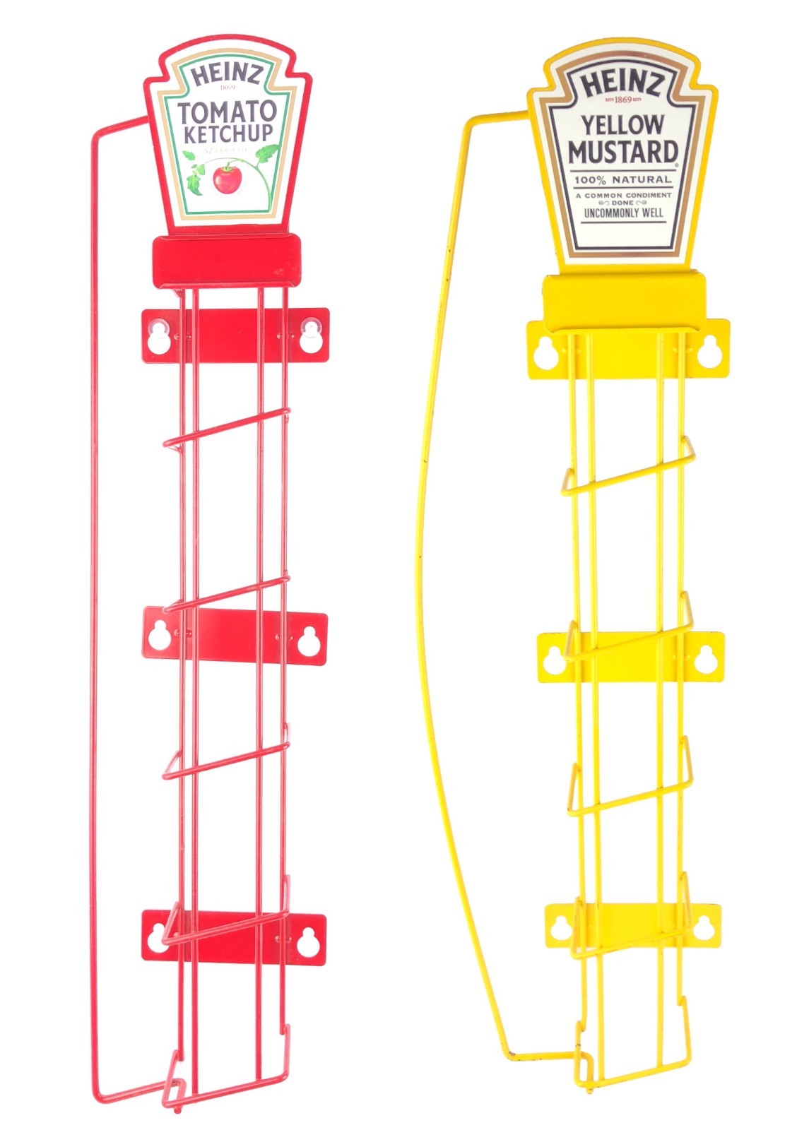 Heinz Ketchup & Mustard Store Display Metal Racks Bright Yellow & Red