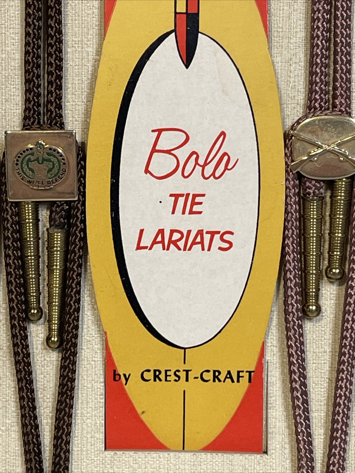 Metal Bolo Ties Bola Advertising Store Display Military Lot x12 Crest-Craft Vtg