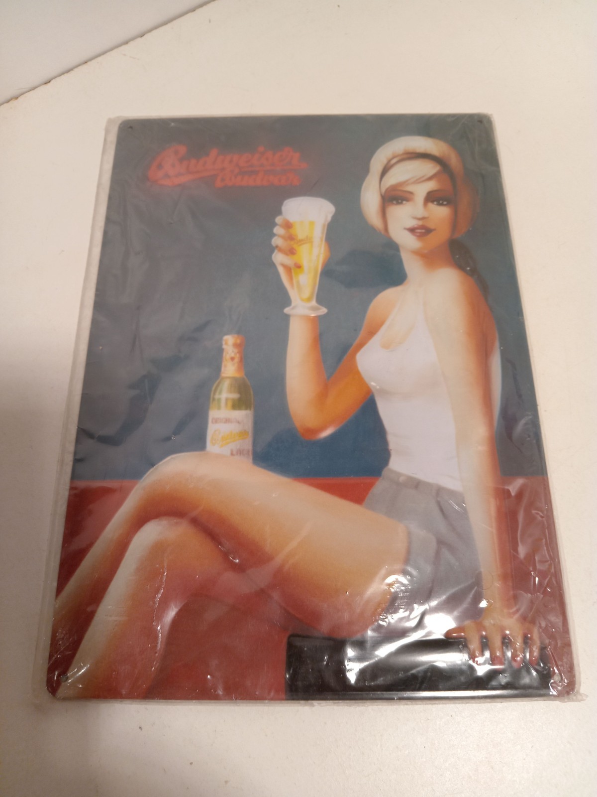 Budweiser Budvar Pin Up 4 Advertising Canvas Plate 30X21cm Recent Reproduction