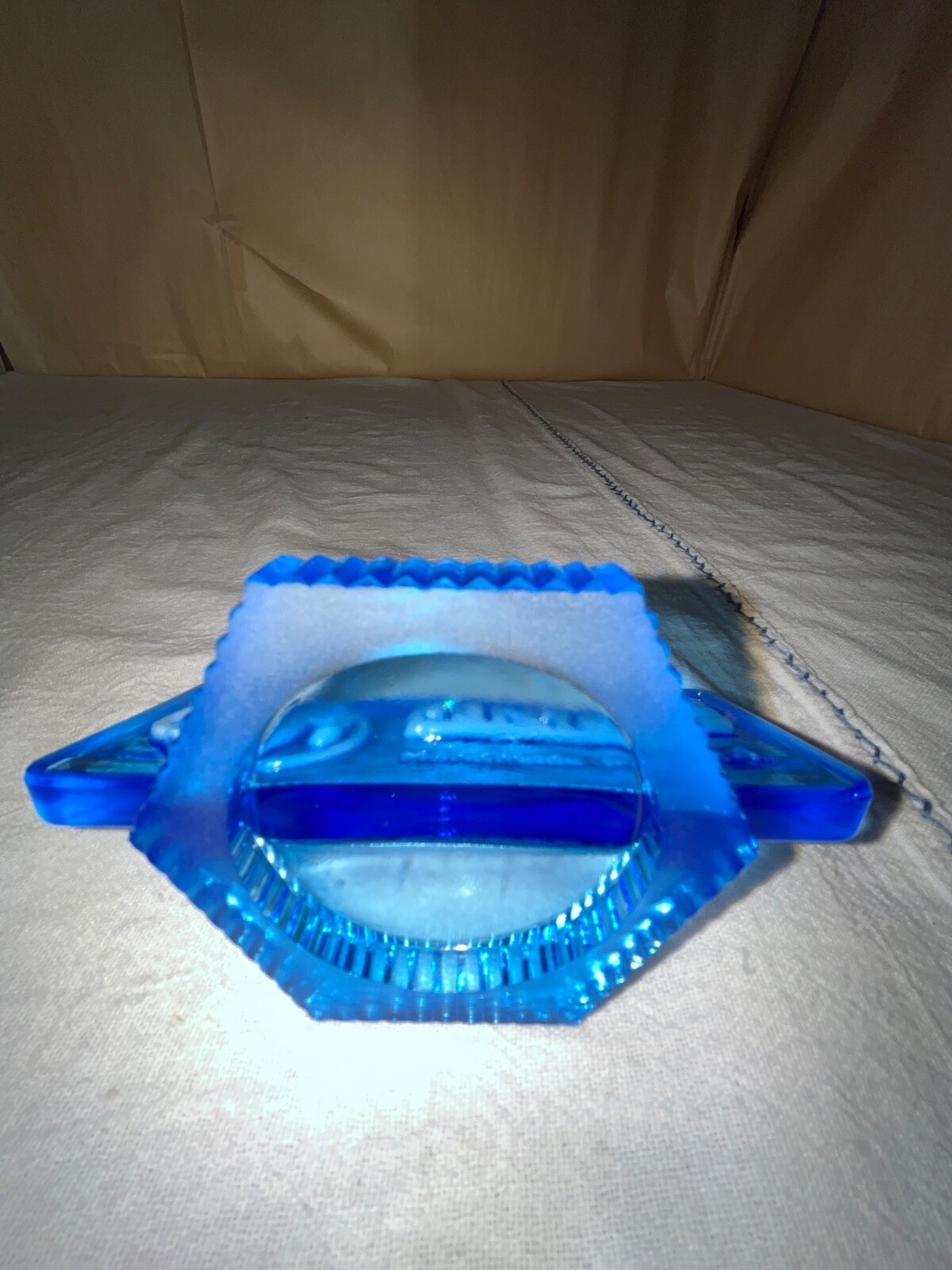 Fenton Blue Opalescent Dealer Sign-Vtg-Late 20th Century-Art Glass-USA