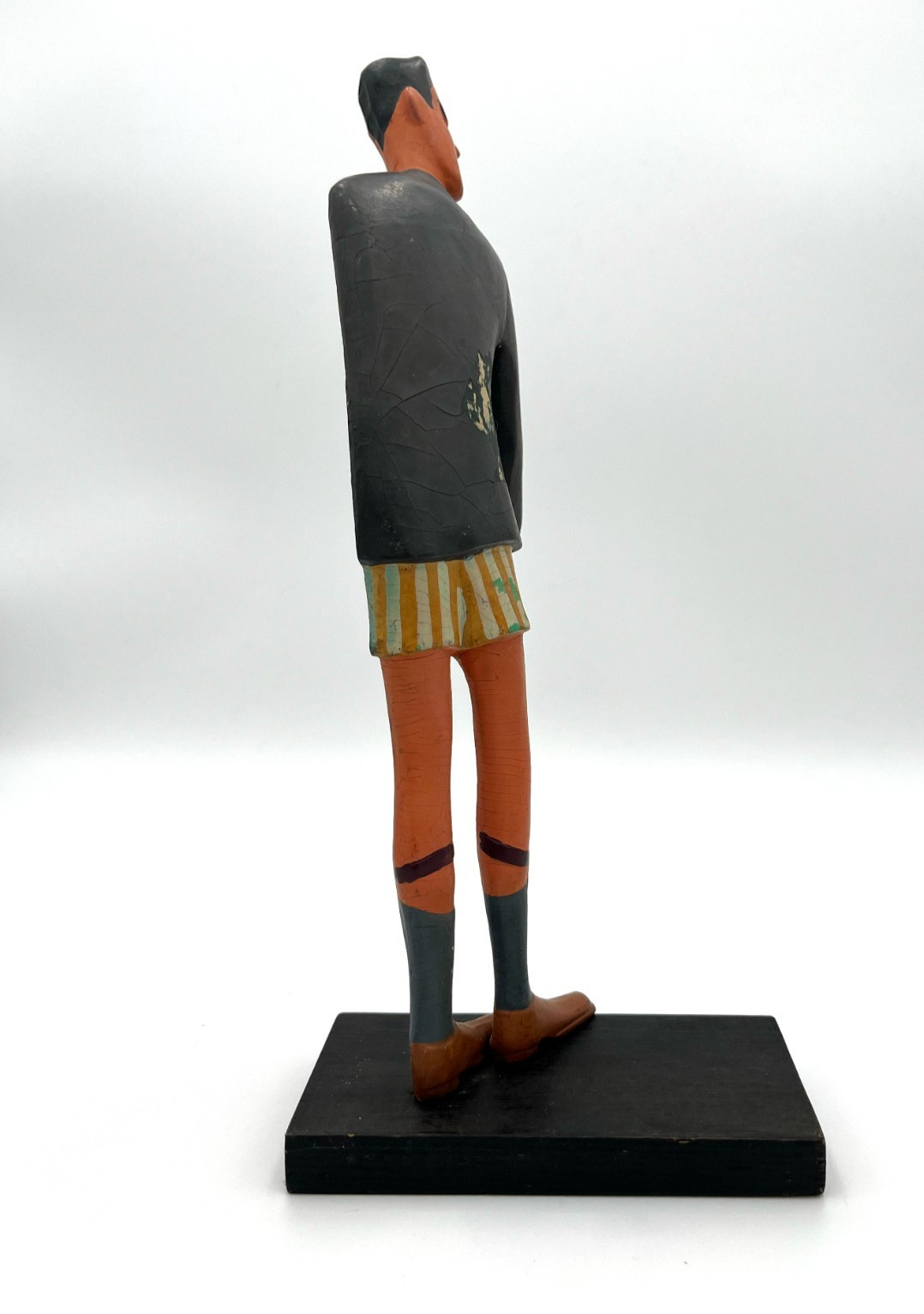 MCM Advertising Store Display Figure Signed Folk Art Man w Sock Garters 14″