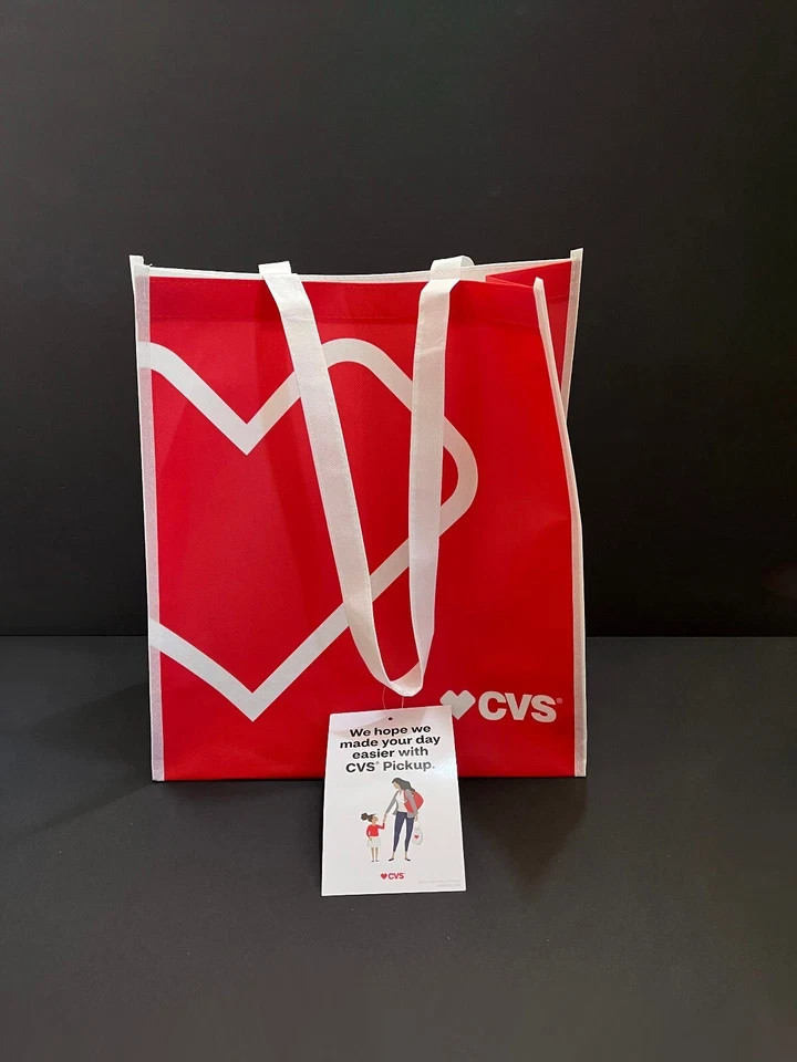 Official CVS Large Red & White Tote Shopping Bag Heartbeat Logo Reusable New Tag