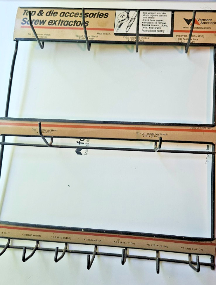 Vintage Vermont American Tap & Die Screw Extractor Metal Advertising Rack USA