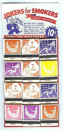 Trick Joke Matchbooks on Store Display Card Vintage Original 1950’s #2 Gag NOS
