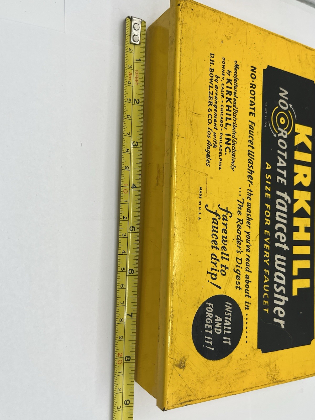 Vintage Kirkhill No-Rotate Faucet Washer Display Tin Box Advertising Countertop