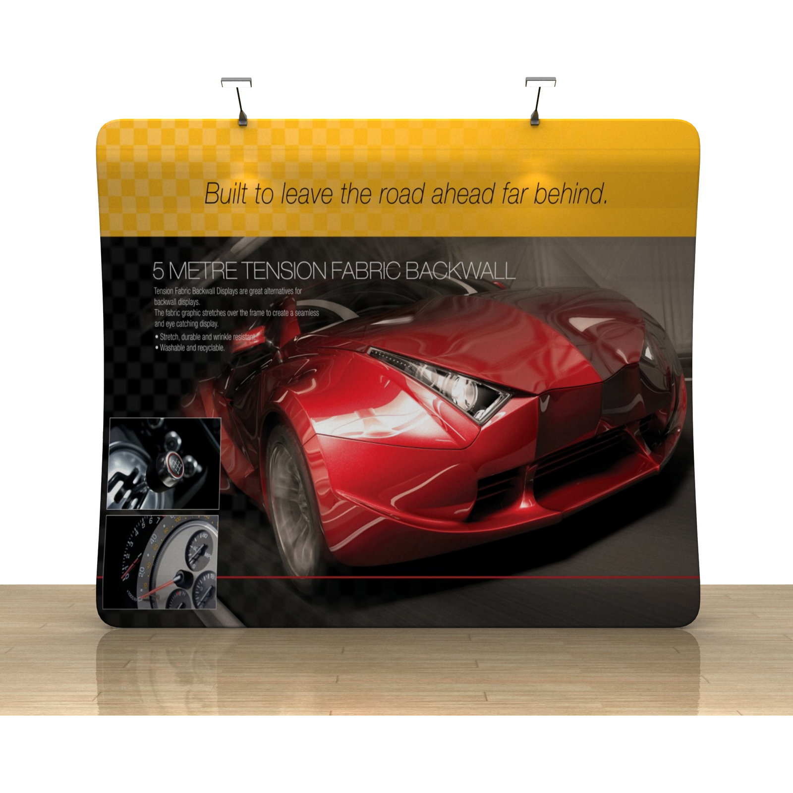 9ft Vertical Curve Portable Back Wall Display Tension Fabric + Custom Graphic