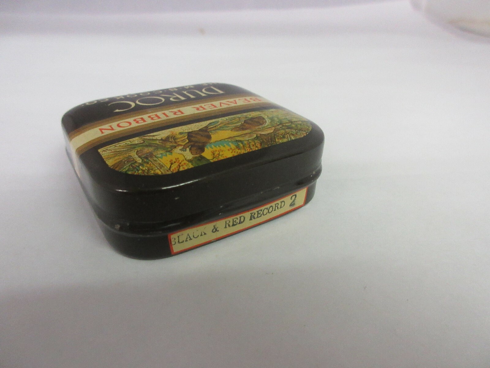 VINTAGE ADVERTISING TYPEWRITER RIBBON BEAVER RIBBON COLLECTIBLE TIN 90-
