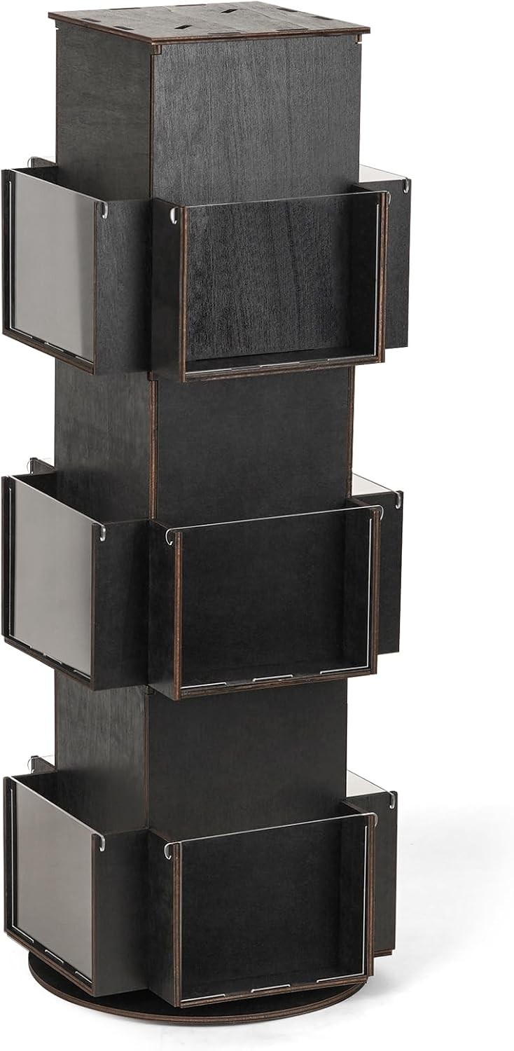 3 Tier Wooden Card Display Stand Ebony Tabletop