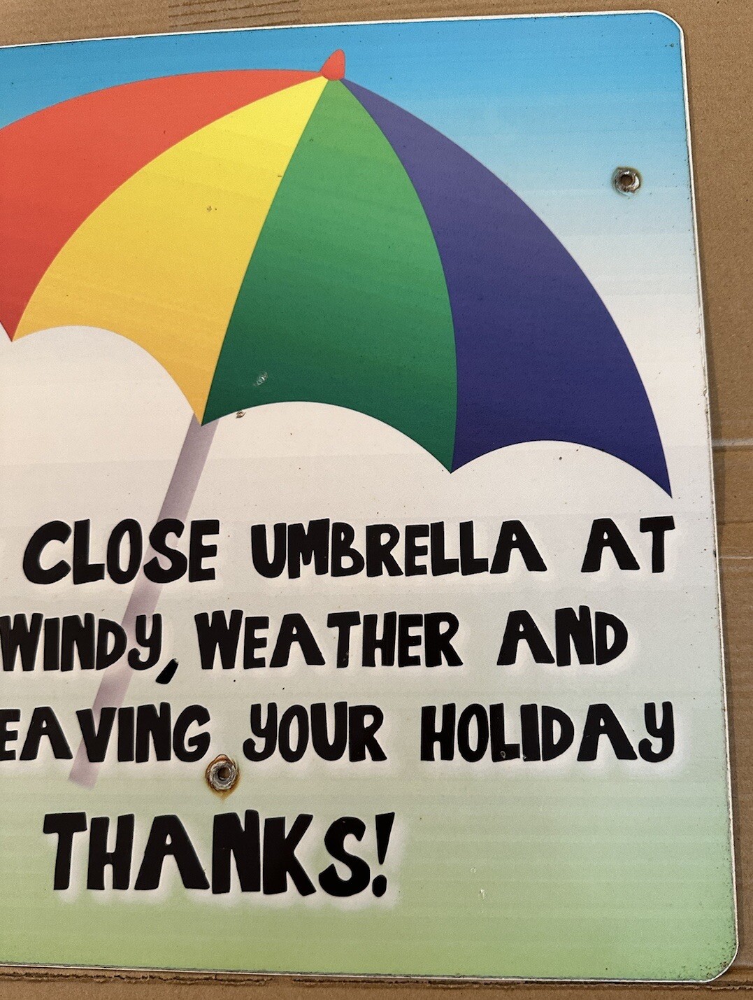 Vintage Close Umbrella Advertising Sign 12″ x 12″