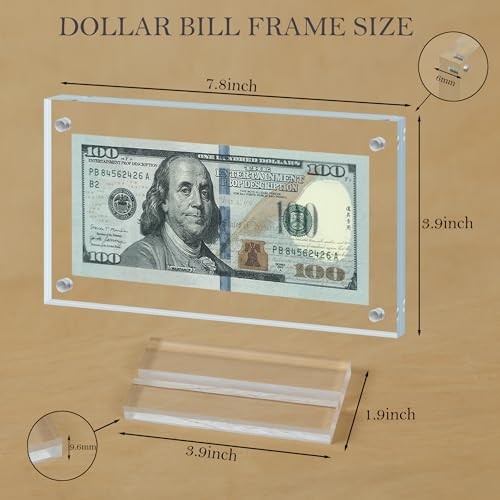 LONCHDAN Dollar Bill Frame Display Acrylic 7.8 x 3.9 inches, Transparent-1