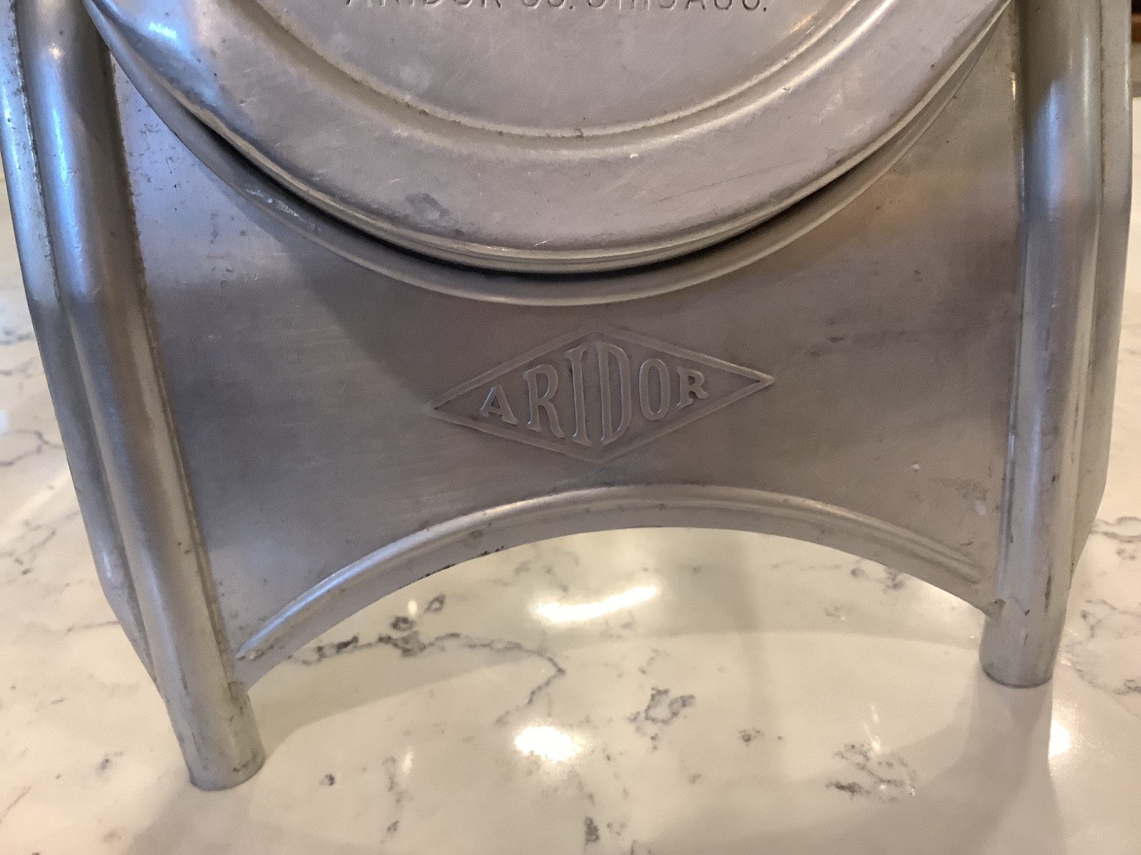 RARE Antique General Store ARIDOR Rounded Bottom Glass Candy Jar w/ Lid & Stand