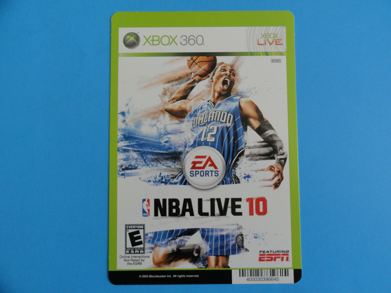 XBOX 360 NBA LIVE 10 BLOCKBUSTER VIDEO BACKER CARD 5″X8″ -NO GAME