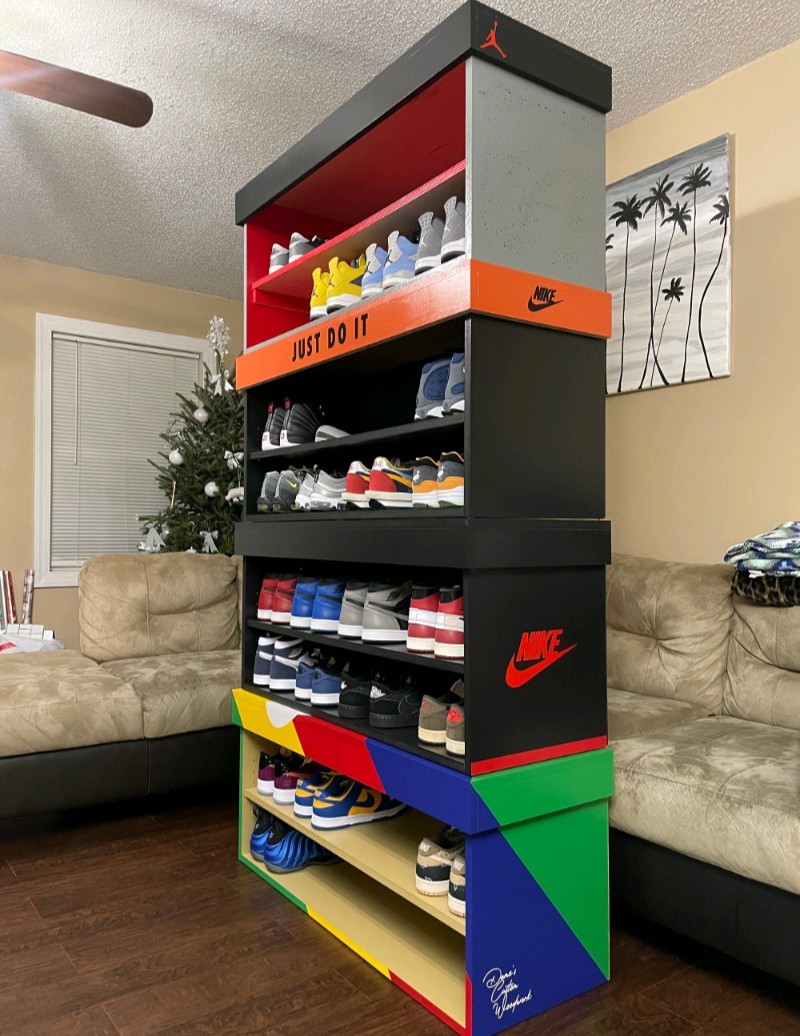 giant shoebox shoe storage. shoe racks, coffee tables, locker cabinets