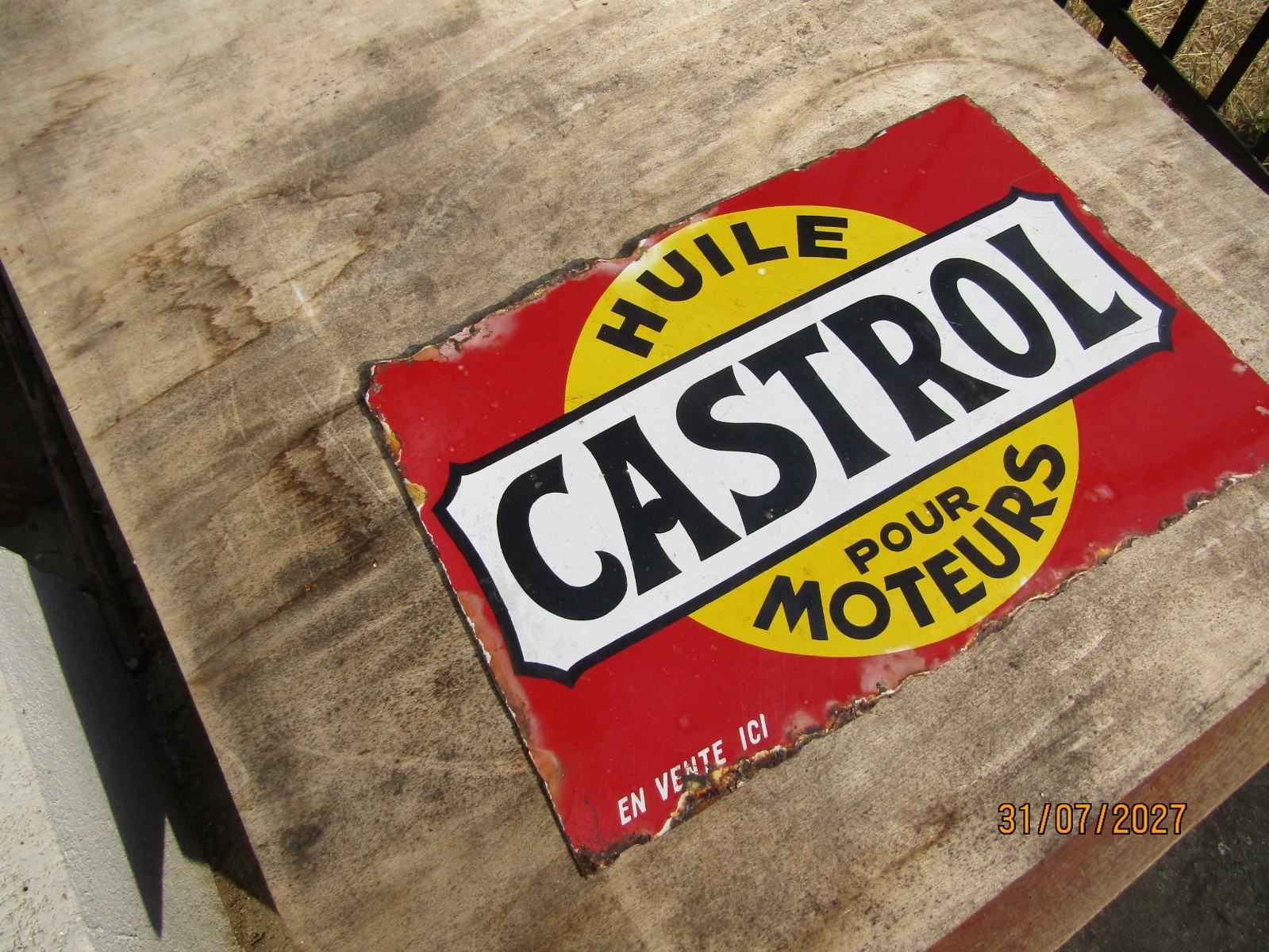 old enamel plate castrol automobile garage oil automobilia