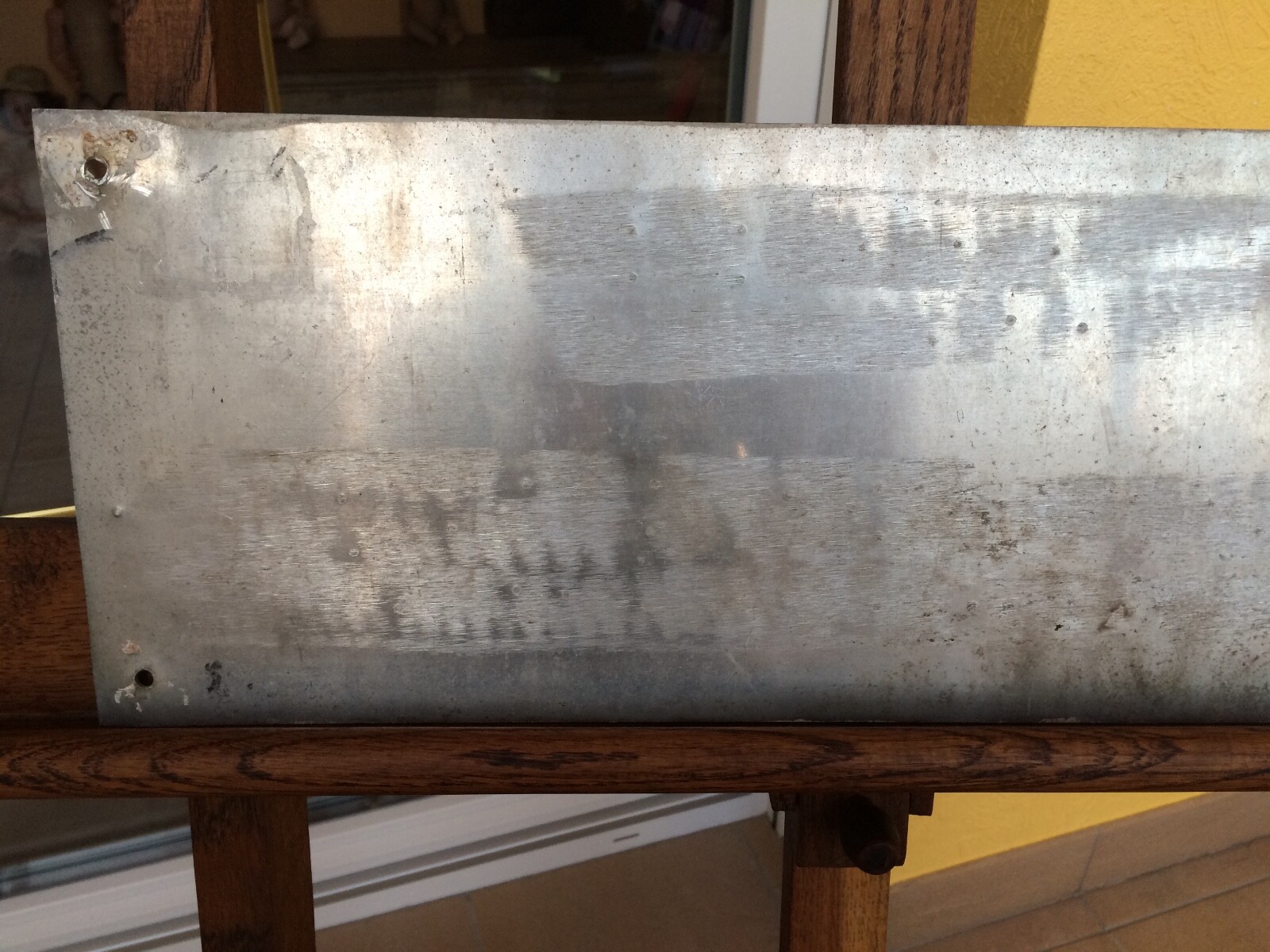 old street plaque sheet metal alace letter relief