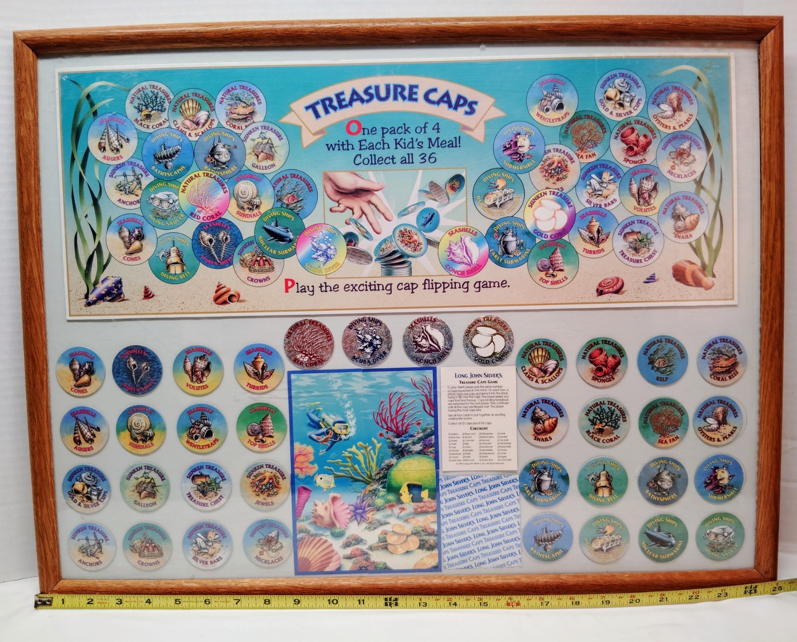 Vintage 94 LONG JOHN SILVERS Store Display Treasure Caps Restaurant Advertising