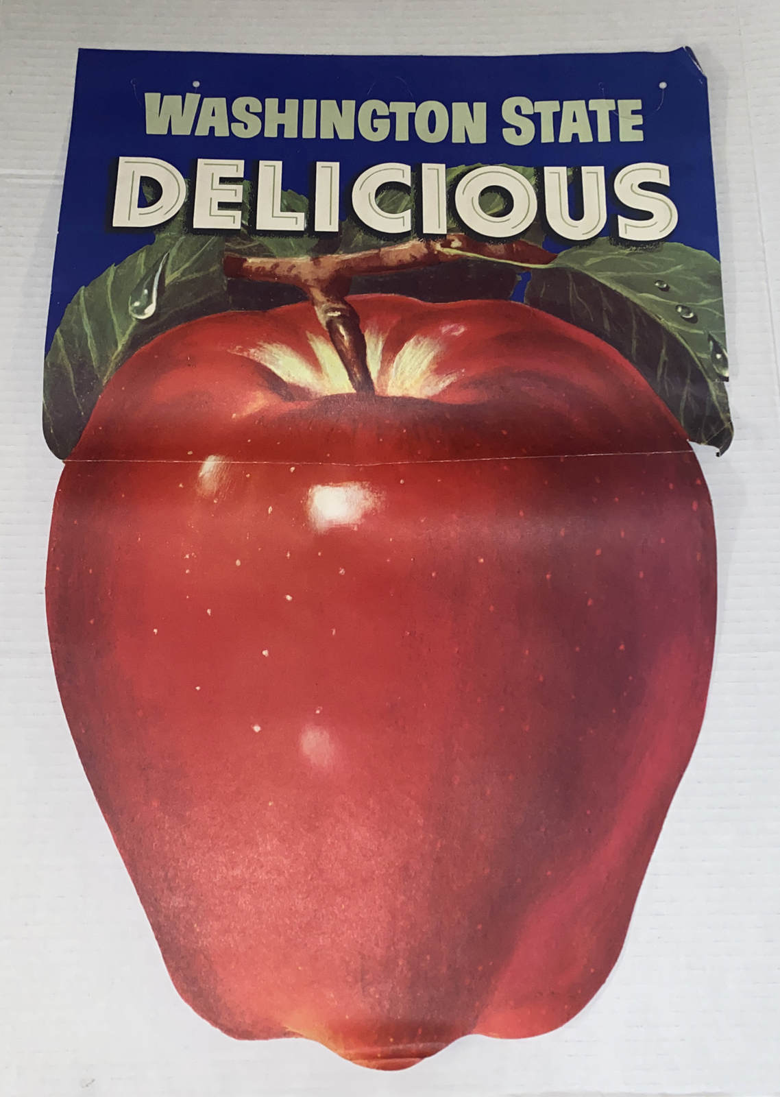 Vintage NOS Washington State Red Apple Promo Poster Grocery Display Ad MCM Prop