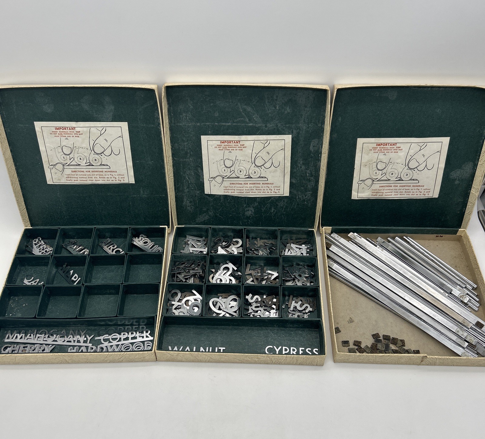 Vintage Interchangeable Metal Number Funeral Casket Display Price Set Base Kit