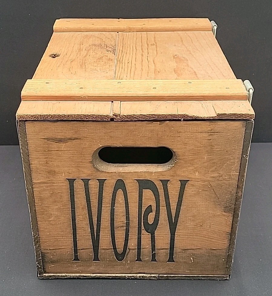 Vintage Procter & Gamble Ivory Soap Wood Advertising Crate Box with Handles 18″