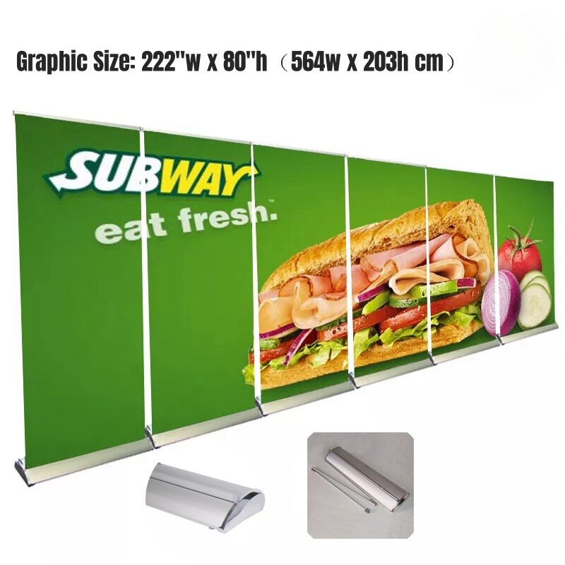 Custom 222″*80″ Retractable Display Trade Show Banner Stand Wall Roll Up Banner