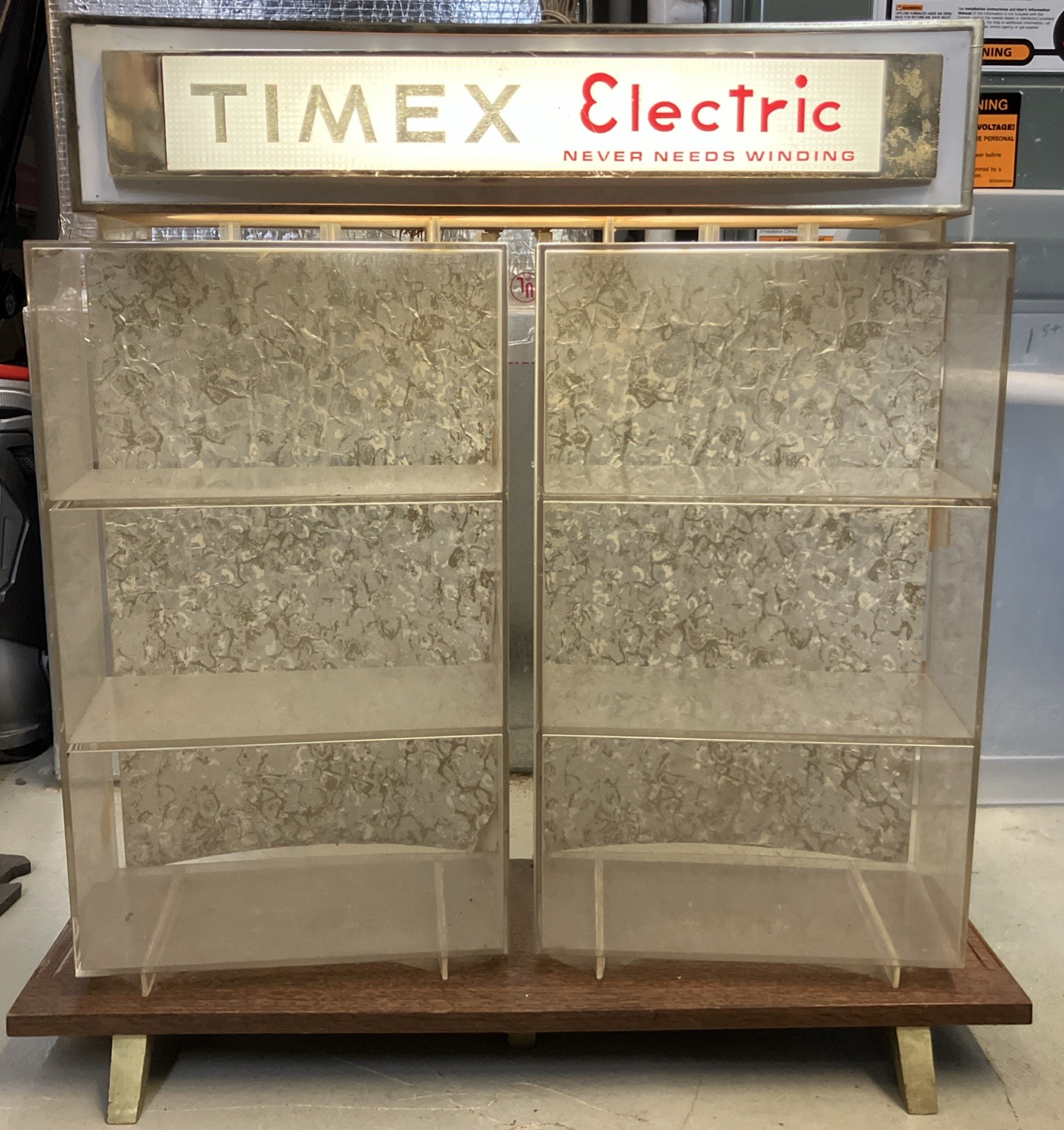 Rare Timex Electric Watch Display Case Lighted Store Counter Unit 22.5” x 21”