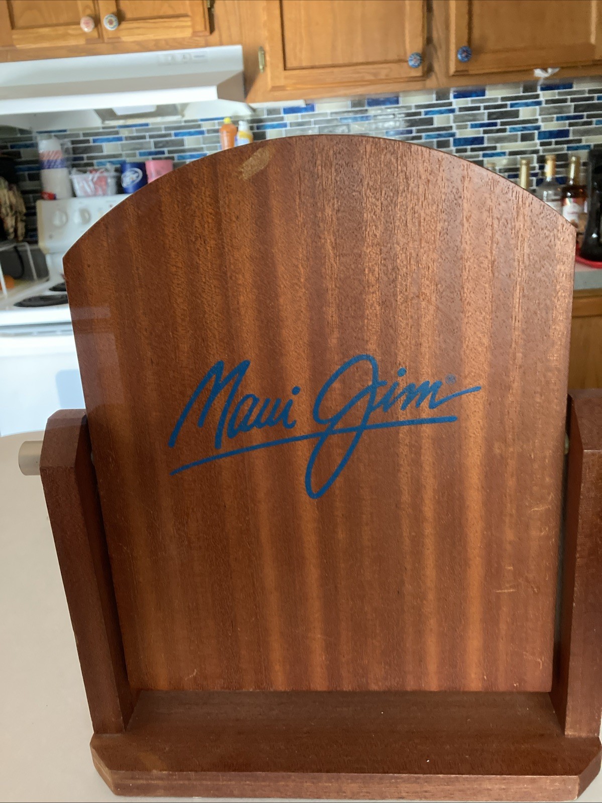 PREOWNED – MAUI JIM SUNGLASSES STORE DISPLAY, WOOD MIRROR, DARK BROWN, Great Con