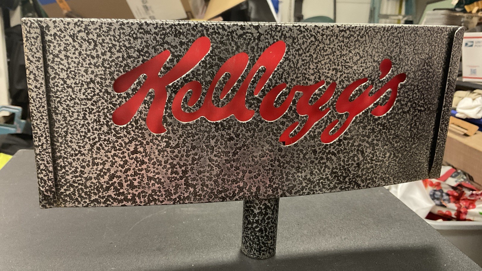 10” KELLOGGS Metal Store Display Sign Advertising Rack Pole Topper Double Sided