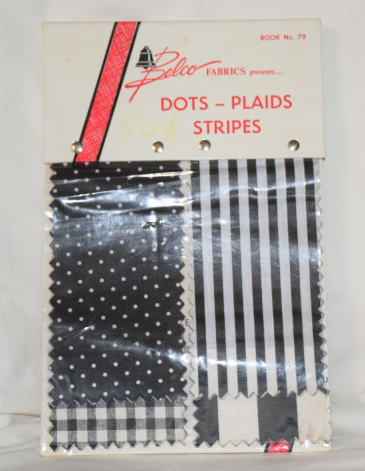Vtg Belco Fabrics Salesman Store Sample Book No. 79 Dots-Plaids Stripes!!